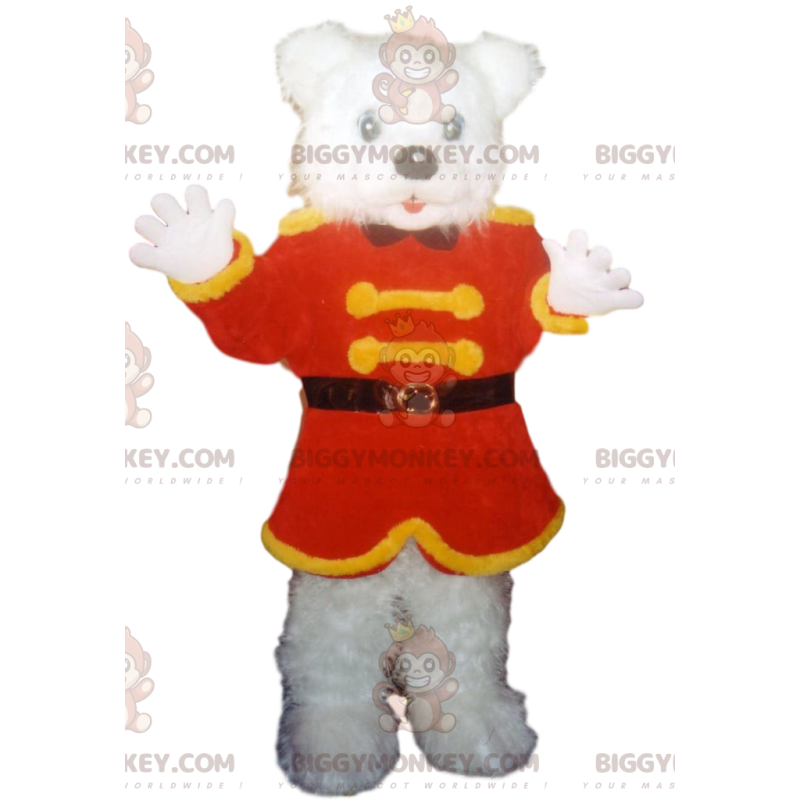 BIGGYMONKEY™ Polar Bear Mascot Costume with Red and Yellow