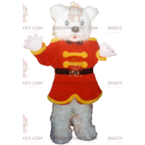 BIGGYMONKEY™ Eisbär-Maskottchen-Kostüm mit roter und gelber