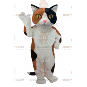 Costume de mascotte BIGGYMONKEY™ de chat blanc noir et marron