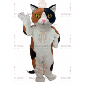 Costume de mascotte BIGGYMONKEY™ de chat blanc noir et marron