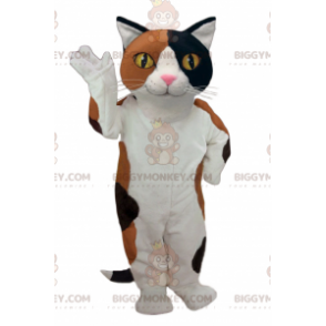 Disfraz de mascota BIGGYMONKEY™ de gato blanco, negro y marrón