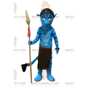 Blue Native Warrior BIGGYMONKEY™ Mascot Costume with Spear -