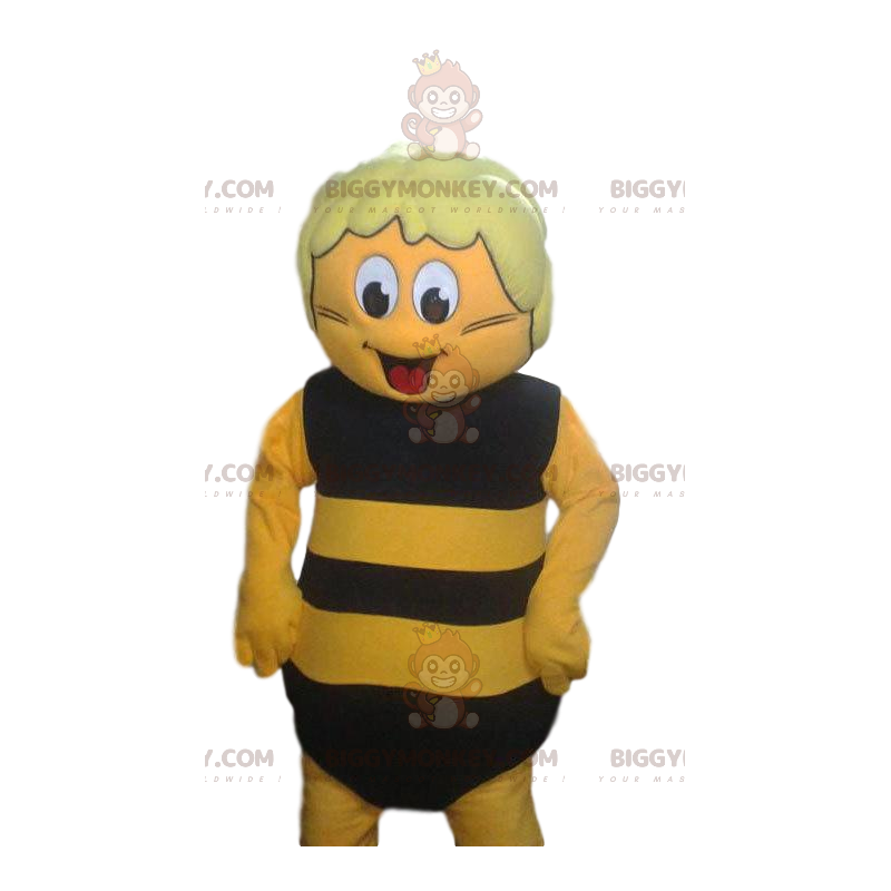 Traje de mascote BIGGYMONKEY™ de cone amarelo em calças