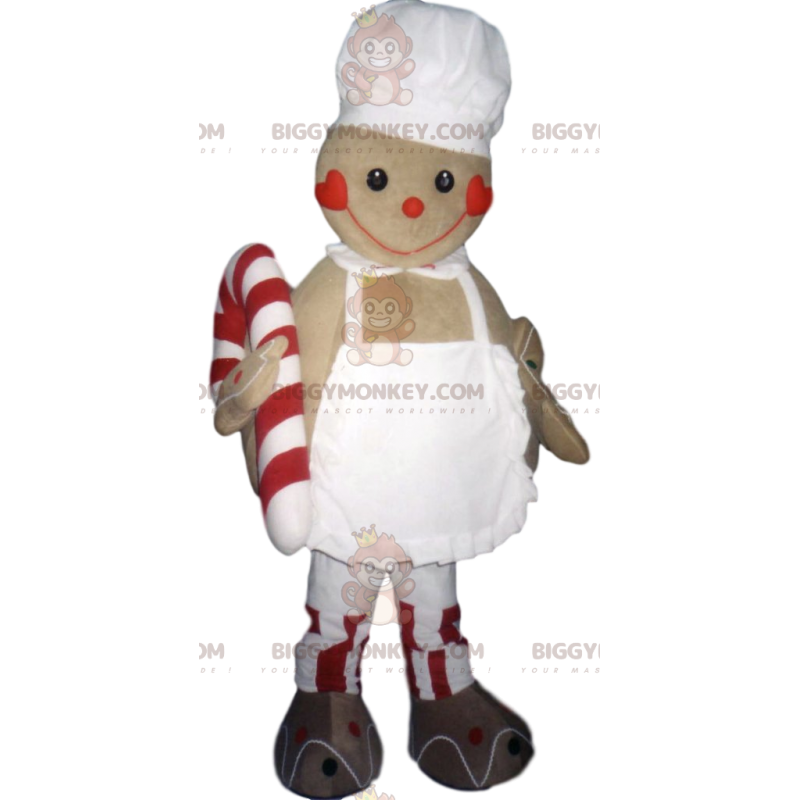 BIGGYMONKEY™-piparkakkumies, jolla on candy cane maskottiasu -