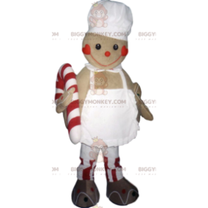 BIGGYMONKEY™ Gingerbread Man With A Candy Cane Mascot Costume –