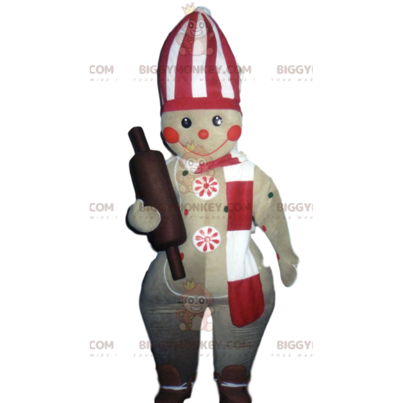 BIGGYMONKEY™ Gingerbread Man With Rolling Pin Mascot Costume –