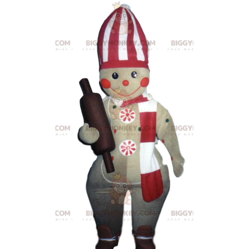 Costume de mascotte BIGGYMONKEY™ de bonhomme pain d'épice avec