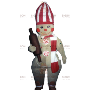 BIGGYMONKEY™ Gingerbread Man With Rolling Pin Mascot Costume –