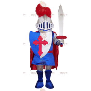 Ridder BIGGYMONKEY™ mascottekostuum met zijn schild. Ridder