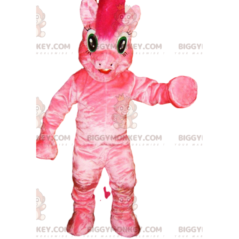 BIGGYMONKEY™ maskotkostume af pink pony med skør manke -