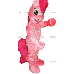 BIGGYMONKEY™ costume mascotte di pony rosa con criniera pazza -