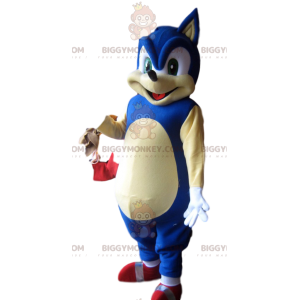 BIGGYMONKEY™ mascot costume of Sonic, Sega's famous blue
