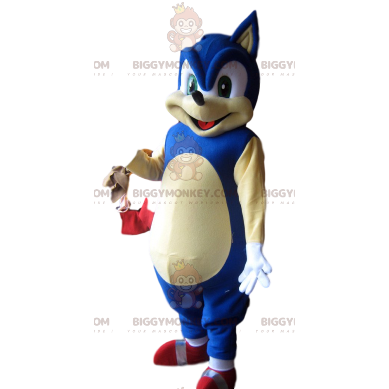 BIGGYMONKEY™ maskotkostume af Sonic, Segas berømte blå pindsvin