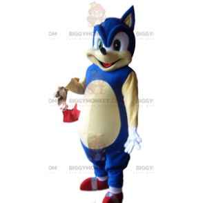 BIGGYMONKEY™ mascot costume of Sonic, Sega's famous blue