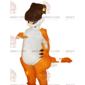 Costume da mascotte Tyrex BIGGYMONKEY™ arancione e marrone.