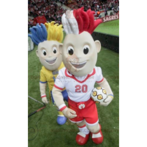 2 mascote do jogador de futebol BIGGYMONKEY™ com cabelo