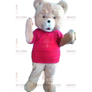 Costume de mascotte BIGGYMONKEY™ d'ours rose avec un maillot