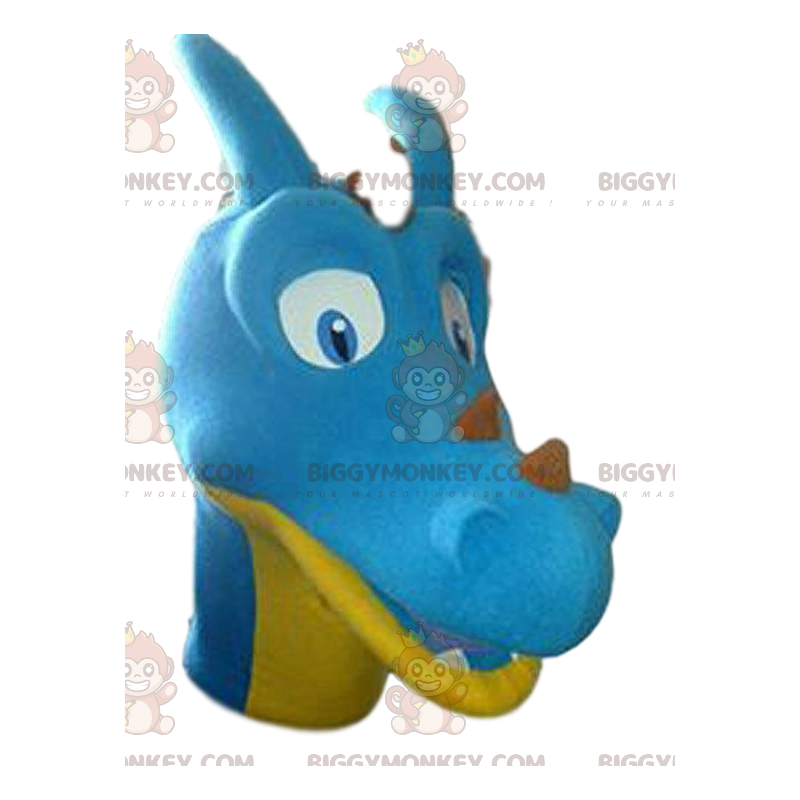 Disfraz de mascota de dinosaurio azul y amarillo BIGGYMONKEY™.