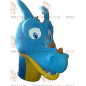 Blau-gelbes Dinosaurier-BIGGYMONKEY™-Maskottchen-Kostüm.