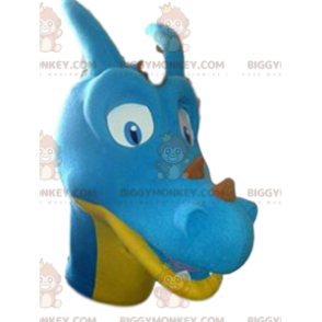Costume de mascotte BIGGYMONKEY™ de dinosaure bleu et jaune.