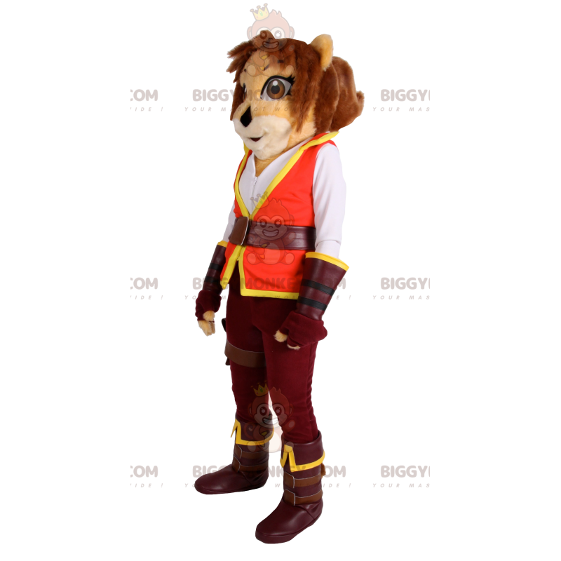 Costume de mascotte BIGGYMONKEY™ de féline en tenue de