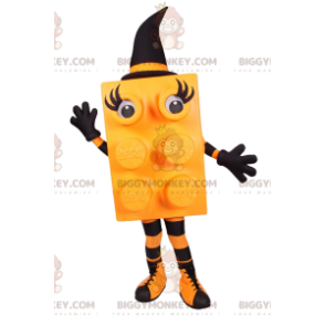 Traje de mascote de bloco amarelo BIGGYMONKEY™ com chapéu
