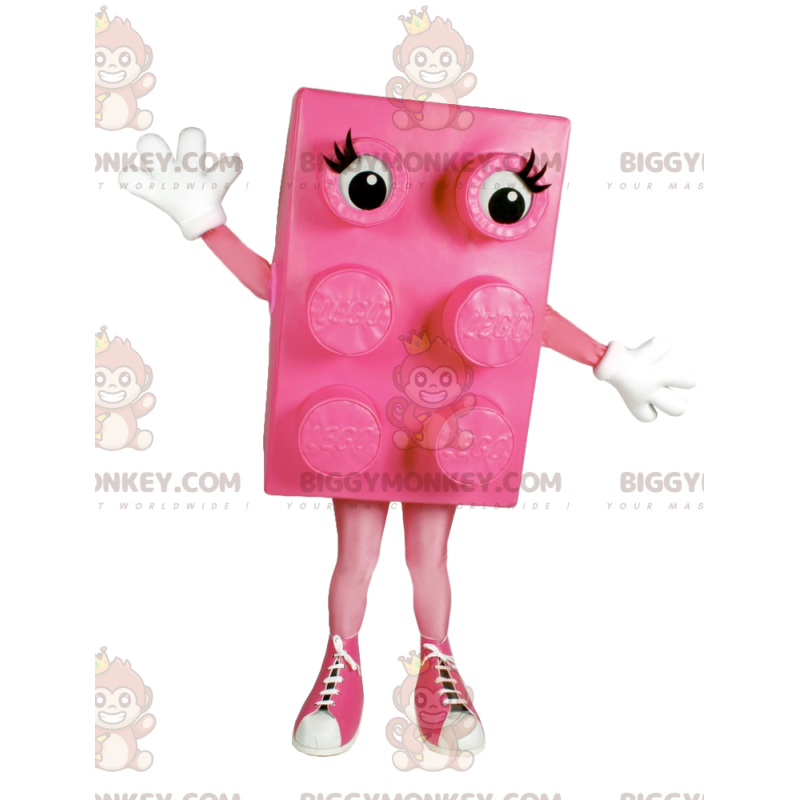 Fantasia de mascote Pink Block BIGGYMONKEY™ com sapatos bonitos