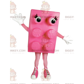 Fantasia de mascote Pink Block BIGGYMONKEY™ com sapatos bonitos