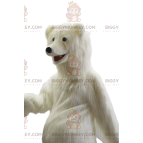 Costume de mascotte BIGGYMONKEY™ d'ours blanc très joyeux.