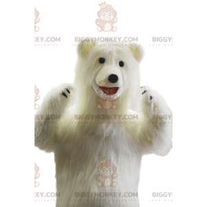 Costume de mascotte BIGGYMONKEY™ d'ours blanc très joyeux.