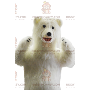 Sehr fröhliches Eisbär BIGGYMONKEY™ Maskottchenkostüm. Kostüm