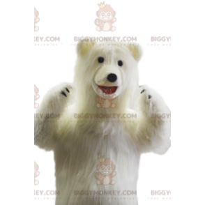Costume de mascotte BIGGYMONKEY™ d'ours blanc très joyeux.