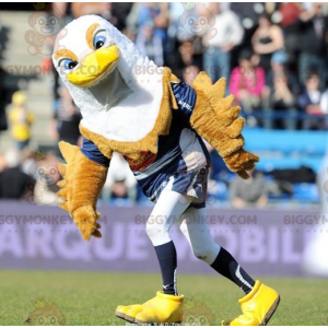 Kostým maskota BIGGYMONKEY™ Hnědobílý a žlutý pták Eagle Bird –