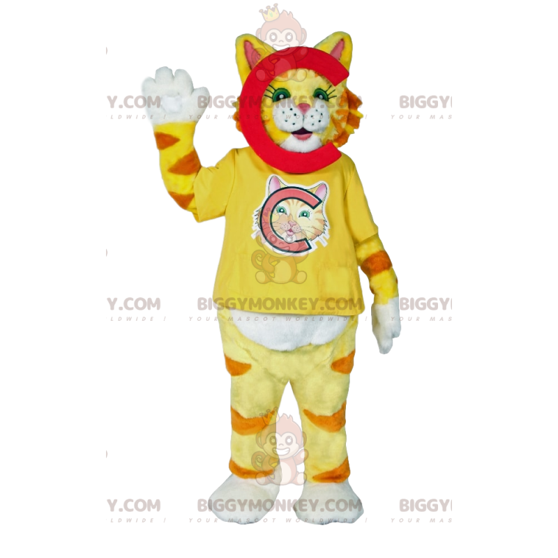 Costume de mascotte BIGGYMONKEY™ de chat jaune super mignon -