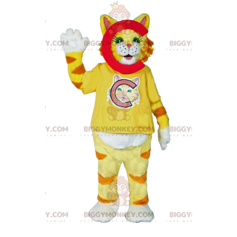 Traje de mascote de gato amarelo super fofo BIGGYMONKEY™ –