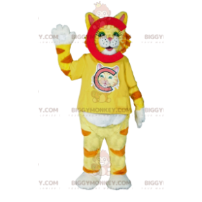 Costume da mascotte BIGGYMONKEY™ da gatto giallo super carino -