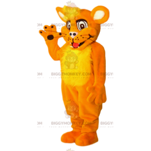 Orangefarbenes Löwenjunges BIGGYMONKEY™ Maskottchenkostüm.