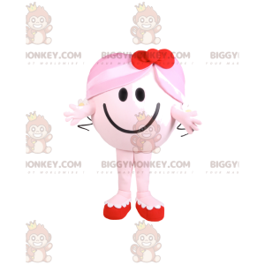 BIGGYMONKEY™ Costume da mascotte Bambina rotonda rosa con