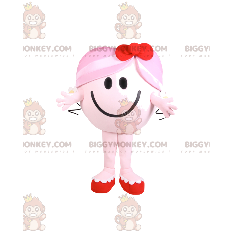 BIGGYMONKEY™ Costume da mascotte Bambina rotonda rosa con