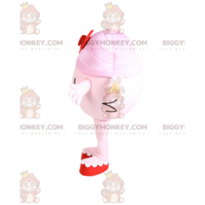 BIGGYMONKEY™ Costume da mascotte Bambina rotonda rosa con