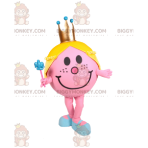 BIGGYMONKEY™ Mascot Costume Little Round Pink Girl with Gold