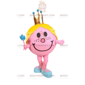 Disfraz de mascota BIGGYMONKEY™ Niña rosa redonda con corona