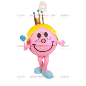 BIGGYMONKEY™ Mascot Costume Little Round Pink Girl with Gold