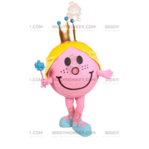 BIGGYMONKEY™ mascottekostuum klein rond roze meisje met gouden