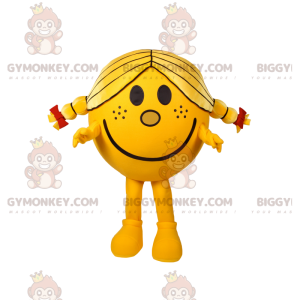 BIGGYMONKEY™ pikkutytön pyöreä keltainen maskottiasu söpöillä