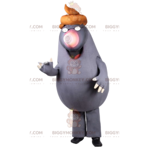Costume de mascotte BIGGYMONKEY™ de taupe grise avec un joli
