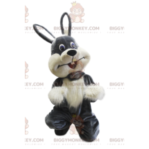 Riktigt söt grå och vit kanin BIGGYMONKEY™ maskotdräkt. kanin