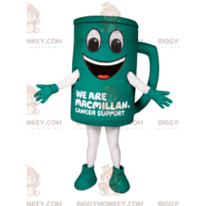 Costume de mascotte BIGGYMONKEY™ de tasse à café verte. Costume