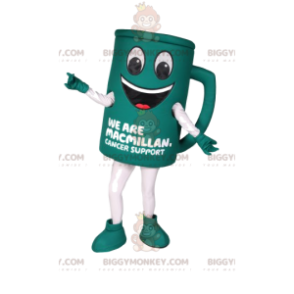 Costume de mascotte BIGGYMONKEY™ de tasse à café verte. Costume