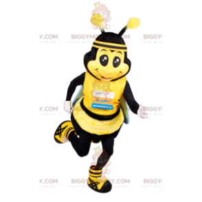 Biene BIGGYMONKEY™ Maskottchen-Kostüm in Sportbekleidung. Biene